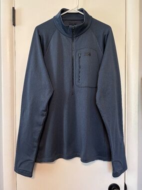 Mountain Hardwear Men's Glacial Trail Half-Zip Pullover Sweater Top XL Blue Logo